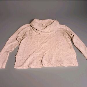 Women's Shrinking Violet Oversized Cowl Neck Beige Confetti Knit Sweater Sz XS